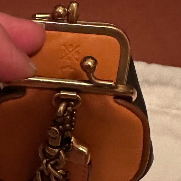 Coach Kisslock Pouch with Rexy and Carriage Print. Single Clasp  Brass Chain. - Picture 6 of 10